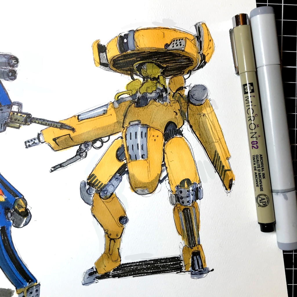 gil_parasite's tweet photo. Really liking that yellow. Had to have my face out the window while coloring though. ☠️⁠
#conceptart #illustration #design #art #design #sketch #mech #ink #markers https://t.co/BP8krh8ZpL