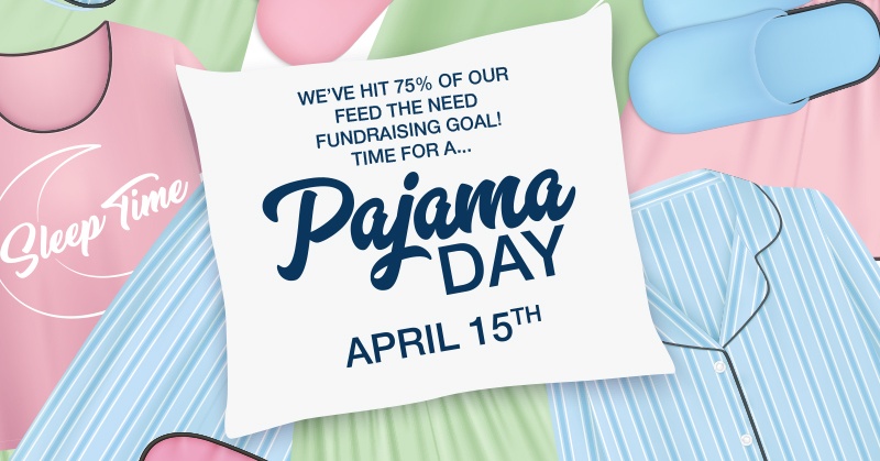 RossvilleAcad's tweet photo. We have reached 75% of our fundraising goal for Feed the Need! Enjoy a PJ day on April 15th! Keep up the great work! https://t.co/7R6zwQZ2Sh