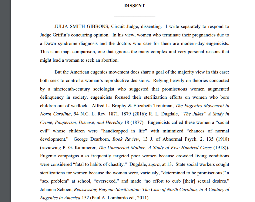 Judge Gibbons (appointed by Pres. Bush II) dissents: