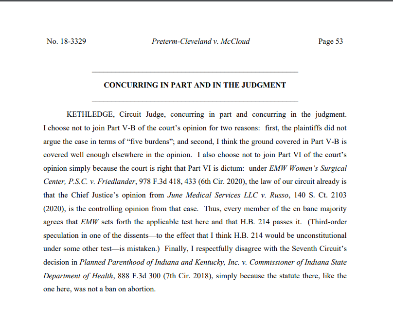 Judge Kethledge concurs, emphasizing the existence of a circuit split (which would support  #SCOTUS taking one of these cases). Justice Thomas's Box concurrence encouraged states to bring/courts to take up these cases, which would generate a split justifying  #SCOTUS review.