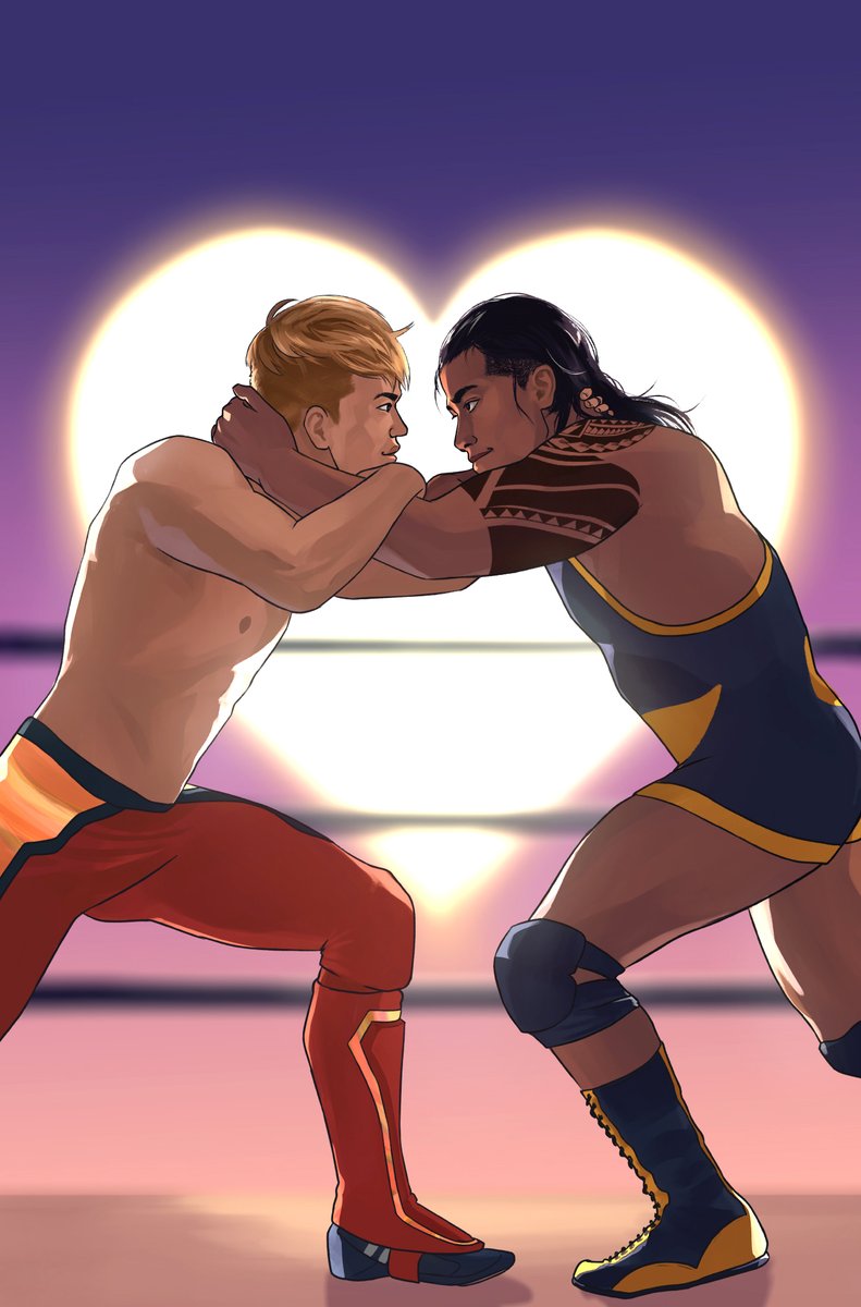 Hey #PortfolioDay! I'm Kira, a queer, non-binary comic artist with a penchant for overly dramatic camera angles. I'm currently drawing a BL-inspired pro-wrestling graphic novella, RUBBER MATCH. ✨Open for cover work late summer.

✨https://t.co/JZRaVC4sUH
✨kiraokamoto@gmail.com 