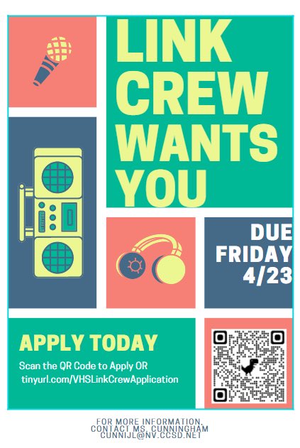 Calling all 10th and 11th grade Vikings that want to make a difference at Valley HS. Applications for future Link Crew leaders is now open.  Apply TODAY!! @Ms_LPorter <a href="/CCSDMagnet/">CCSD Magnet Schools</a> @Valley_Vikings <a href="/Valley_Magnet/">Valley Magnet</a> <a href="/VHS_AOHT/">AOHT at Valley High</a> <a href="/valleyib/">Valley IB</a> <a href="/BoomerangPrjct/">Boomerang Project</a> <a href="/ThorsHammerVHS/">Thor's Hammer</a> <a href="/VHS_MSTEM/">Valley HS MSTEM</a>