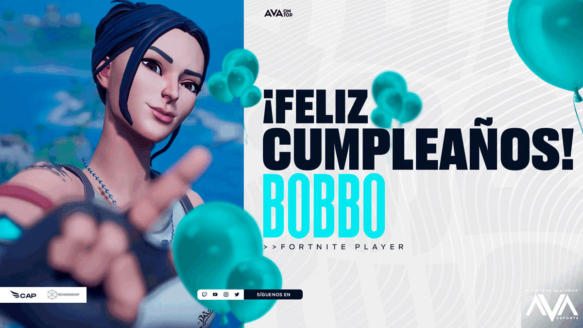 EsportsAVA's tweet photo. ¡Feliz cumpleaños a @Bobbo1x nuestro jugador de Fortnite!🥳 https://t.co/5E10MDu6xD