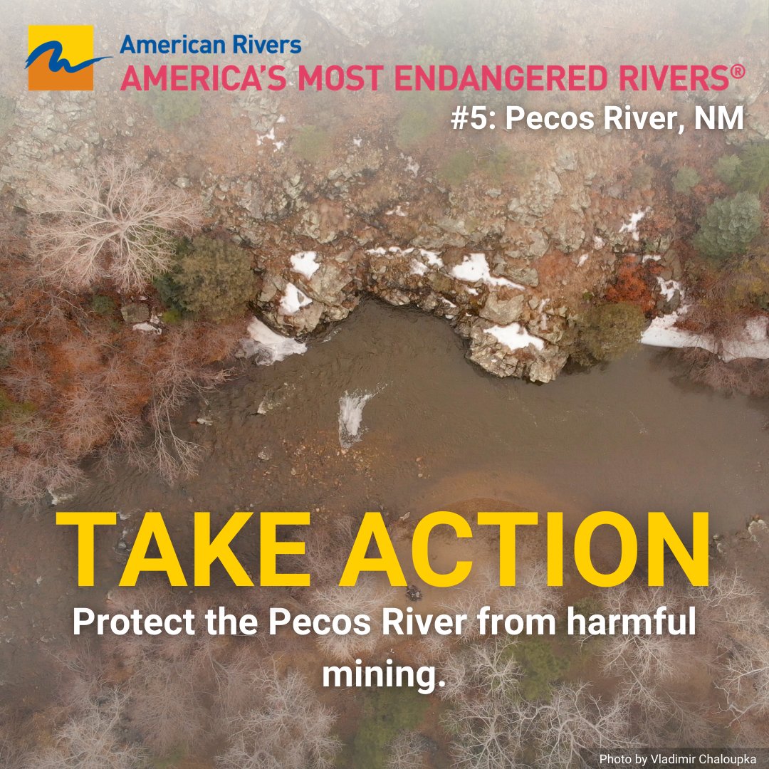 BREAKING: @AmericanRivers just named the #PecosRiver among America's #MostEndangeredRivers of 2021, citing the urgent threat that mining poses to clean water, cultural values and the local recreation economy. bit.ly/3d3dKql 

#NMWater #NMRivers #ProtectOurPecos