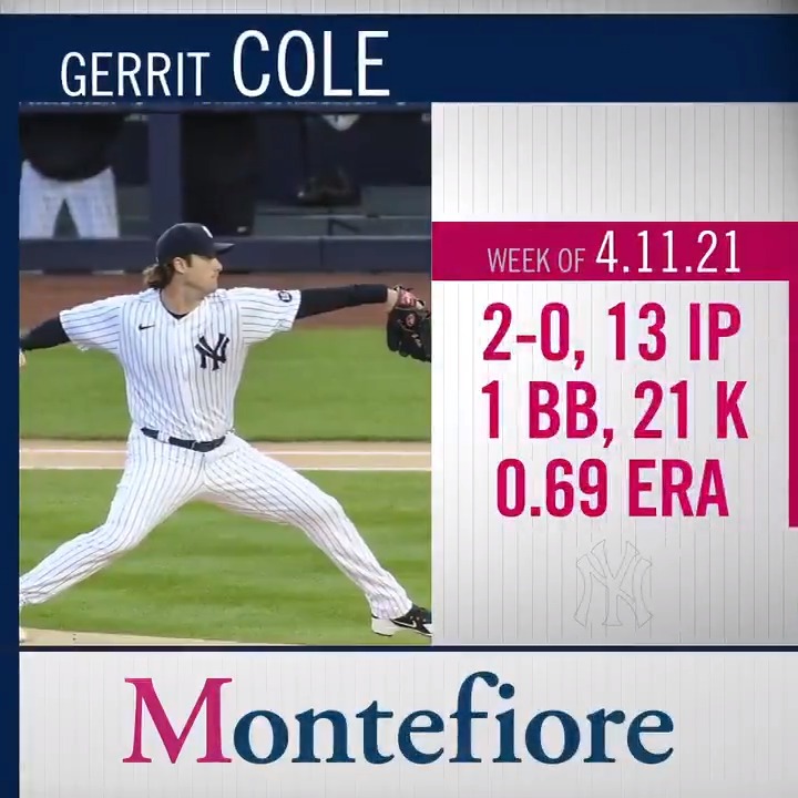 RT @YESNetwork: Congratulations to Gerrit Cole for being voted the @MontefioreNYC Doing More Player of the Week. https://t.co/KoDUC5zgbT