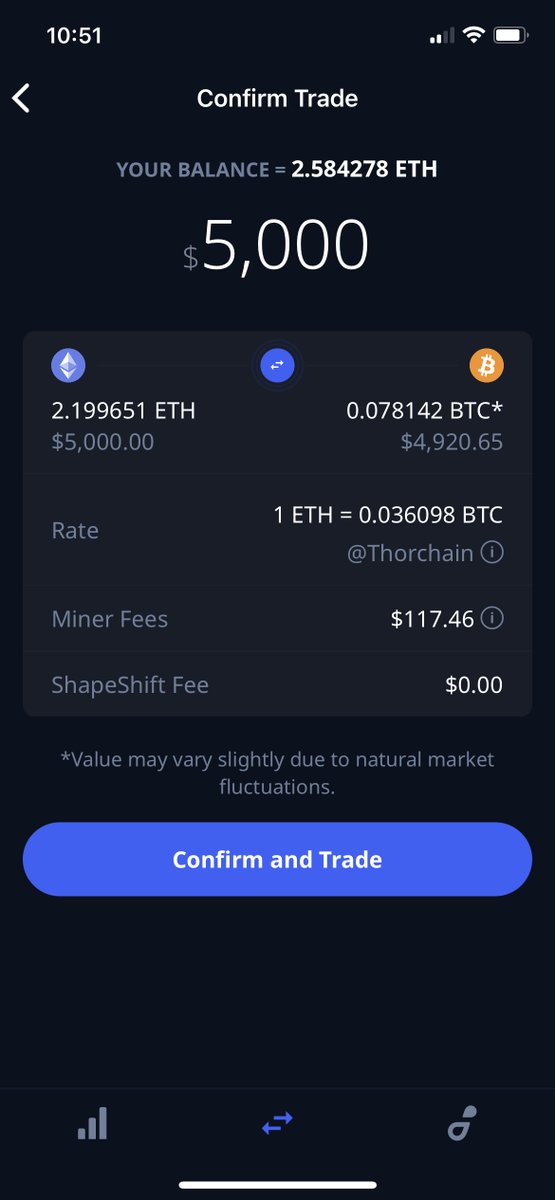 ErikVoorhees's tweet image. Behold... this has never been done before.

Native (unwrapped) #Ethereum in

Native (unwrapped) #Bitcoin out

$5,000 trade
No intermediary 
No custody 
No KYC

@ShapeShift_io today launched decentralized cross-chain trading, by integrating @THORChain (which also launched today)
