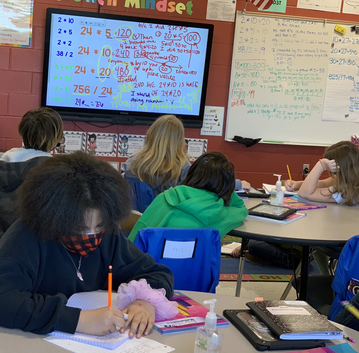 MrsDaugherty4th's tweet image. Students rocked another #NumberString today using multiplication to help them solve division w/ and w/out remainders! #MathTalks I love hearing how they connect the numbers together!