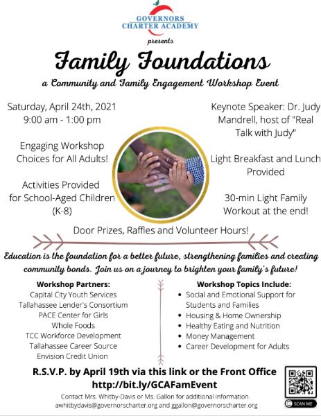 GovCharterAcad's tweet photo. Family Foundations - Education is the foundation for a better future, strengthening families and creating community bonds. Join us on a journey to brighten your families future! https://t.co/Ro6m41PCcW https://t.co/lXKIFNQfhq