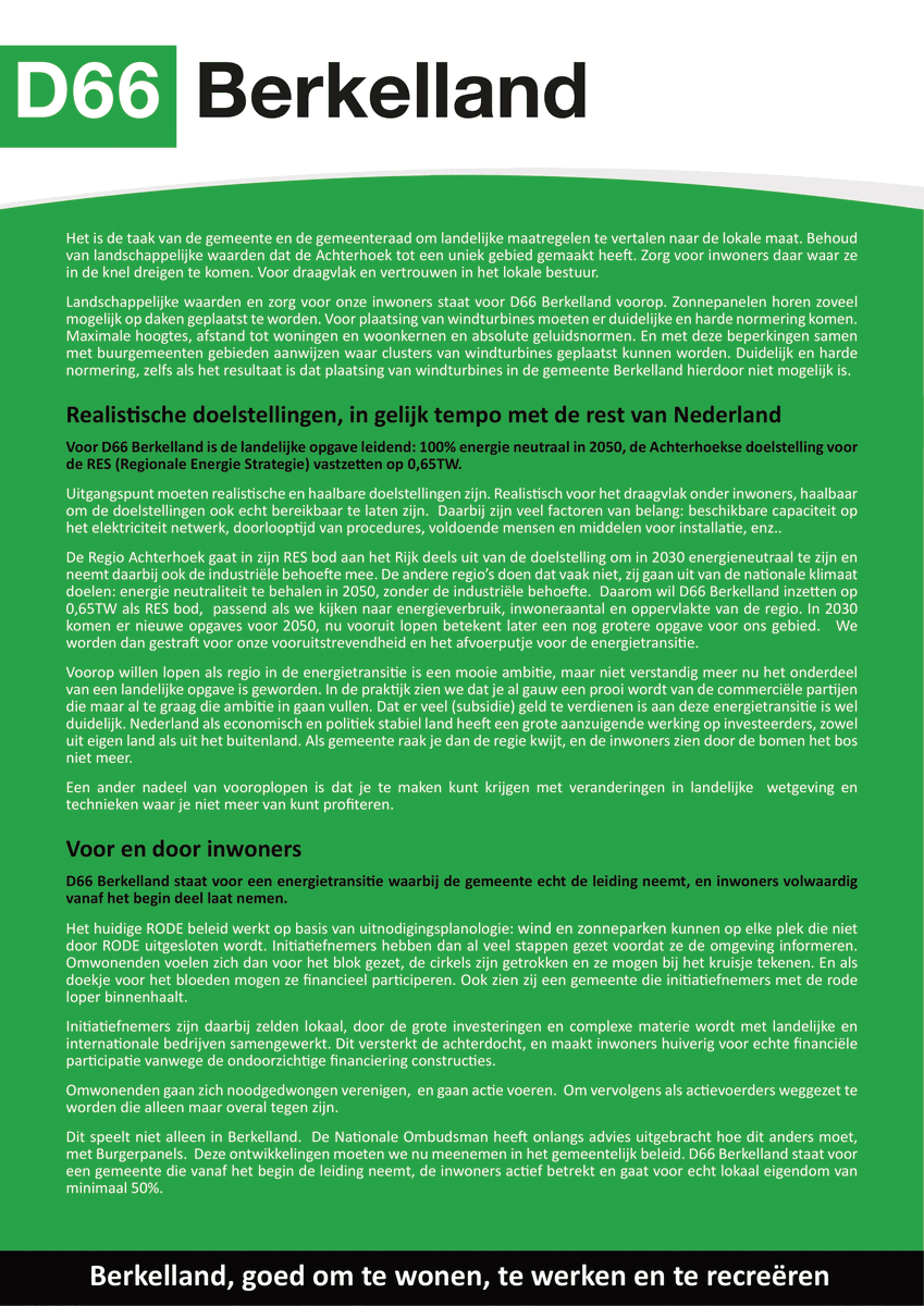 d66berkelland's tweet photo. Lees in ons Wind en Zonpamflet hoe D66 Berkelland de weg naar nieuwe energie voor Berkelland ziet. https://t.co/7Abf7YHrMT