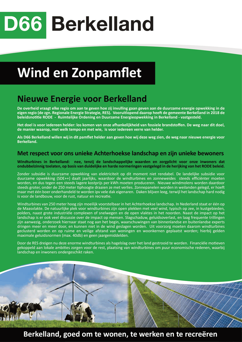 d66berkelland's tweet photo. Lees in ons Wind en Zonpamflet hoe D66 Berkelland de weg naar nieuwe energie voor Berkelland ziet. https://t.co/7Abf7YHrMT
