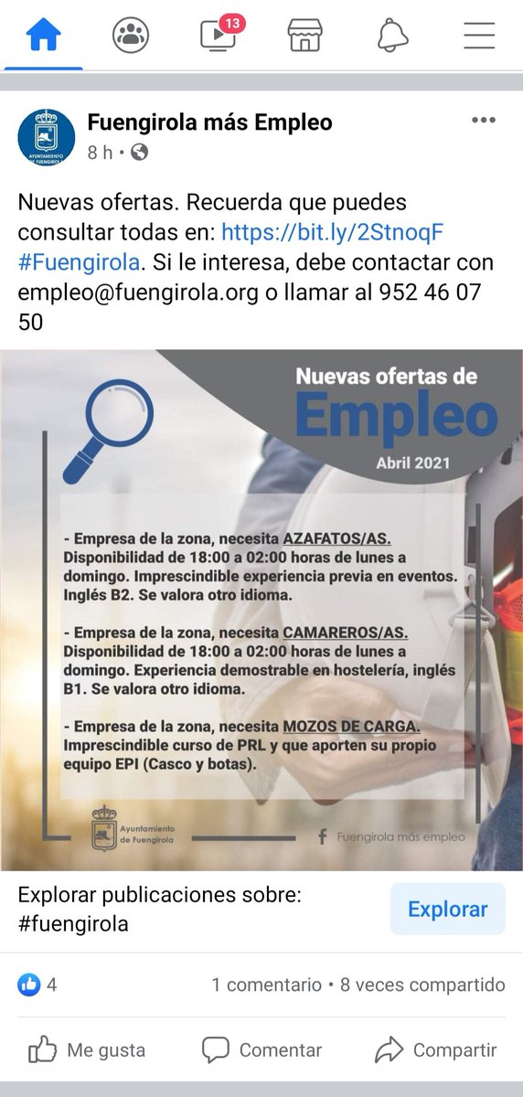 enigmatiko81's tweet photo. Ofertas? No serán una ganga no.. 56horas semanales sin día de descanso, no vallas a preguntar si quiera si cobras nocturnidad... ayuntamiento promoviendo la esclavitud en vez de crear empleo... @sextaNoticias  @laSextaTV https://t.co/HDtU0Jv5TM