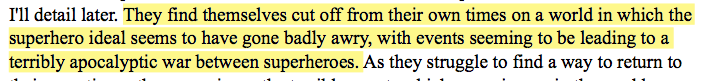 There’s a helluvalot of setup for THE MAIN NARRATIVE, so again, bear with me. Importantly, first there is a “Time Fluke” set up by the Time Trapper in the future. Basically what’s key to remember is: 16/?