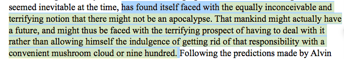 Moore is clear that this is not some post-apocalypse future (which he deems cliche even back then). Instead, this is a future where people had to face something more frightening: responsibility. 18/?
