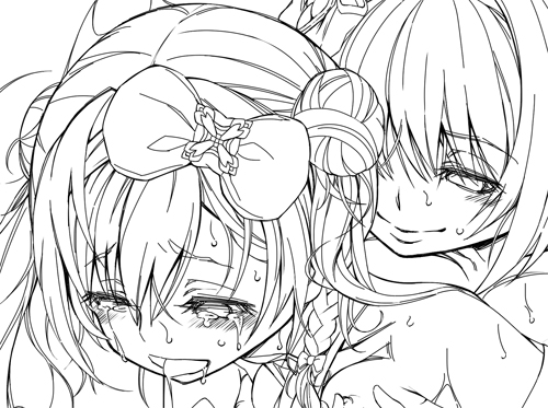 ふふ。線画終わった。これから色塗り……パーツ多い…これをあと2日で…… ふふ。大丈夫…俺はできる子だ…やればできるんだ。ふふふ… その前に寝る…おやすみ…… 