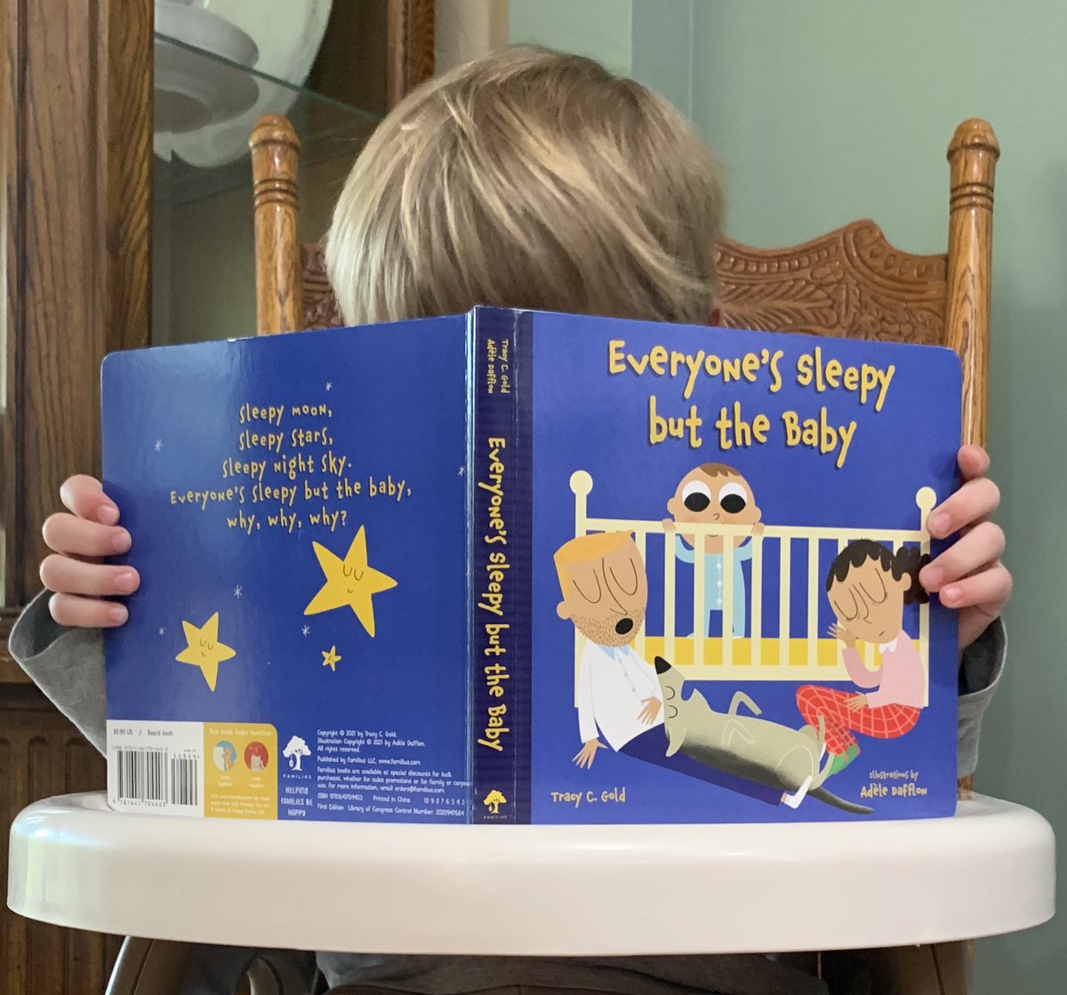 TamaraGirardi's tweet photo. Itโs here! Best endorsement ever? My 2yo wants to keep it for himself! Congratulations to my CP @tracycgold and @familiustalk #kidlit #headinabook #bookbirthday #booksforkids https://t.co/JJrfoG2y33