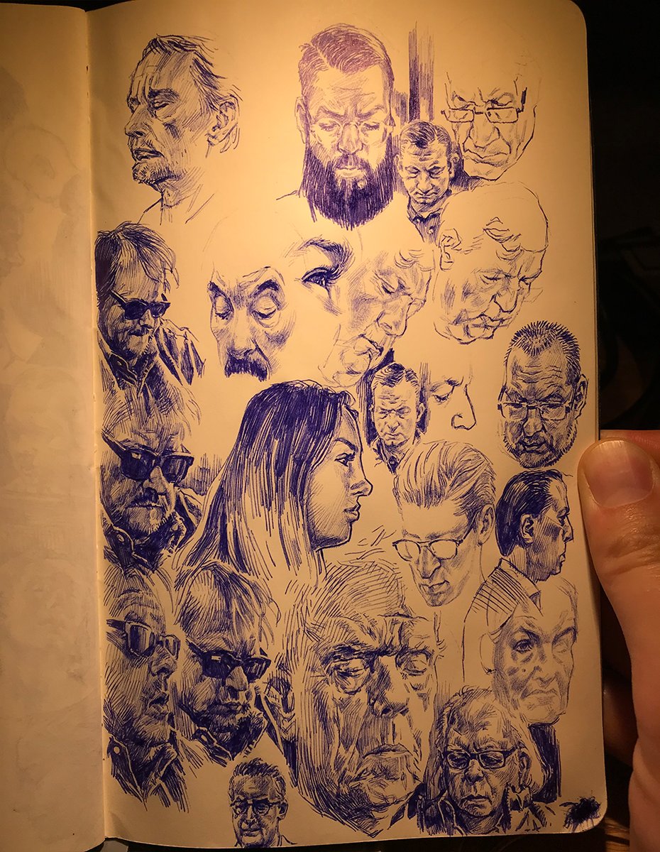 I really miss sketching unknown people unnoticed on the way to work every day while commuting on the train for half an hour. I really do. some pages from my #Theysleep sketchbooks done with a #ballpen. ✍️? 