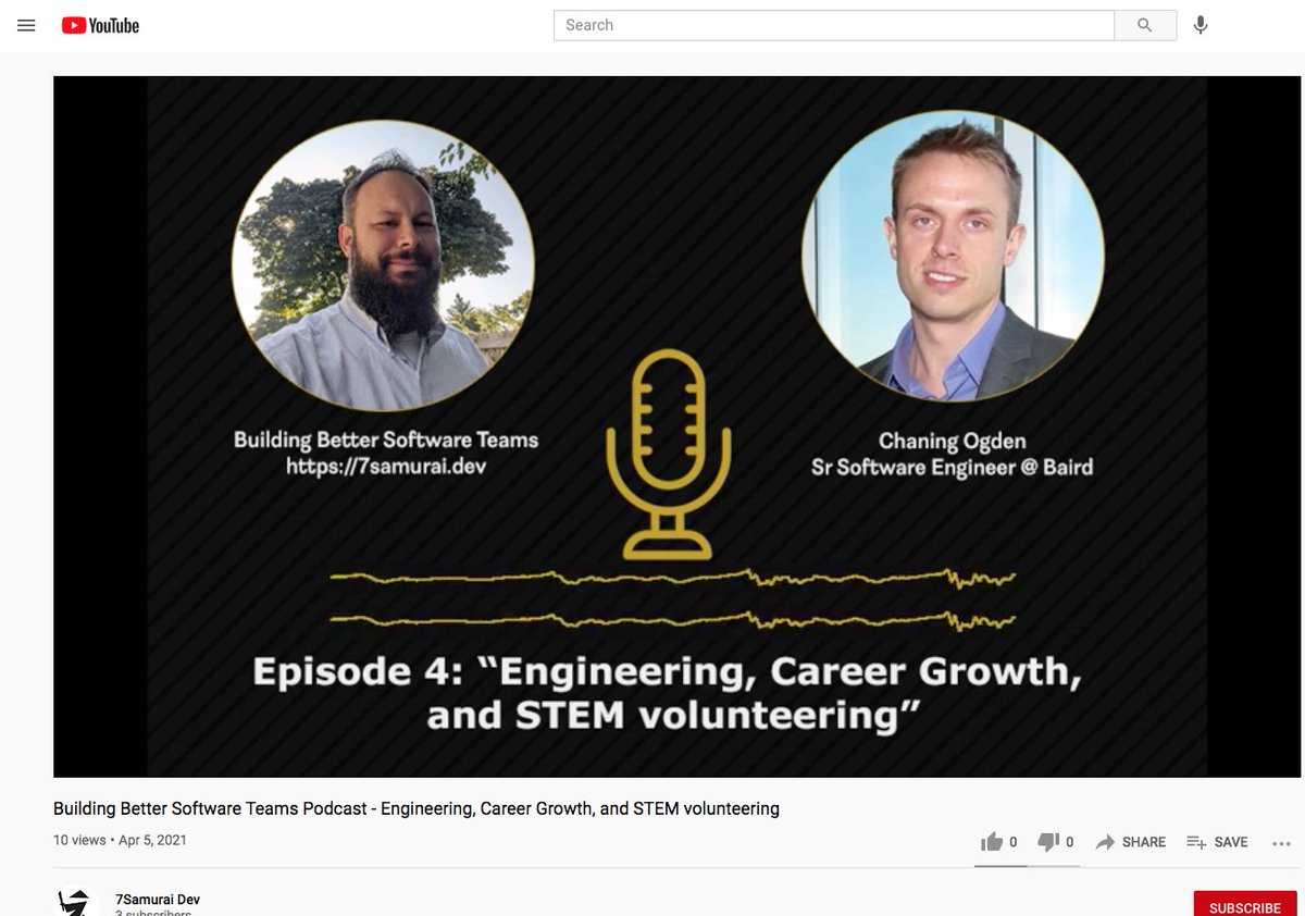 So awesome to hear #SoftwareEngineer types recruiting each other to be difference-makers for local #STEM education. Thank you for your example and the shoutout. youtu.be/O7Qrg9S7Mos