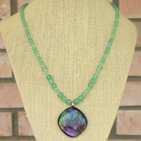 Sparkling #Butterfly #Dichroic Glass Pendant #Necklace w/ Green Aventurine #Gemstones!  bit.ly/ButterflyDance… via @ShadowDogDesign #cctag #MothersDay #ButterflyNecklace