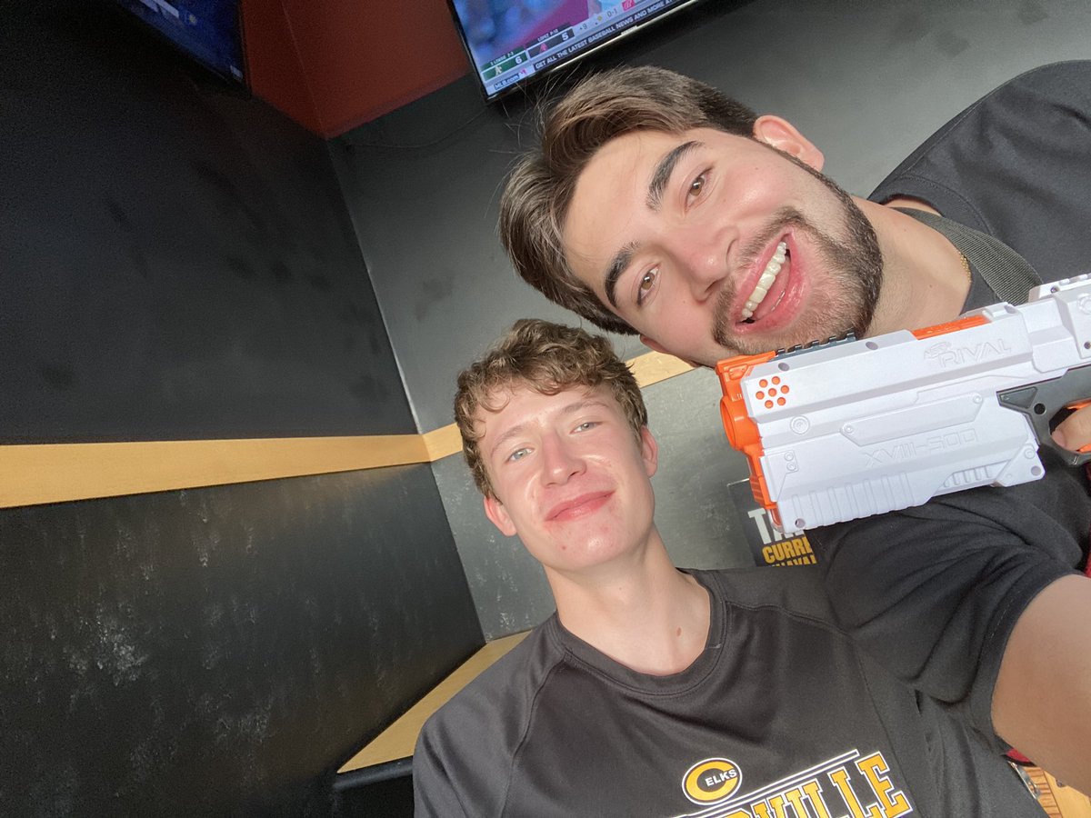 nerf_2021's tweet photo. ethan from “BIG WOOD” catches kevin from “team balls” lacking at bdubs on the porch😩 https://t.co/DKsVPHWSyg