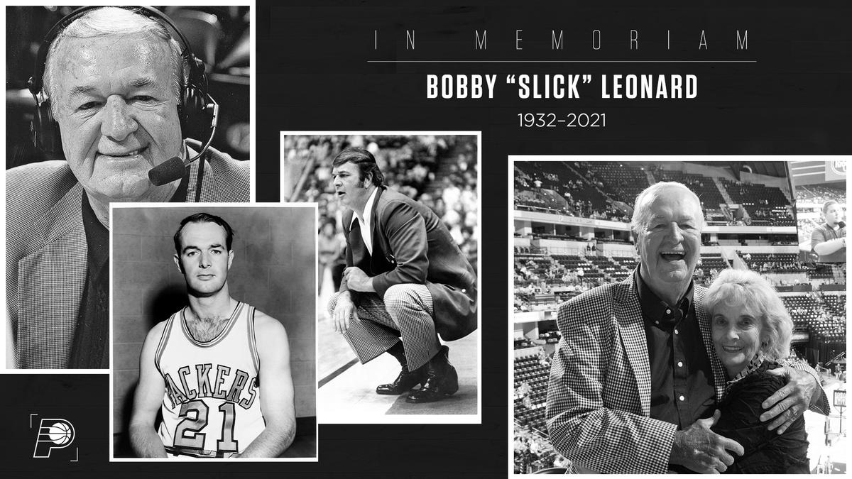 Indiana Pacers (@pacers) on Twitter photo "With a charisma, intensity, and wit to match his nickname, Slick made us champions."
Statement from <a href="/PacersSportsEnt/">Pacers Sports & Entertainment</a> Owners Herb Simon, Steve Simon, & the Simon Family on the passing of Bobby “Slick” Leonard: on.nba.com/3g2ifDI "With a charisma, intensity, and wit to match his nickname, Slick made us champions."
Statement from <a href="/PacersSportsEnt/">Pacers Sports & Entertainment</a> Owners Herb Simon, Steve Simon, & the Simon Family on the passing of Bobby “Slick” Leonard: on.nba.com/3g2ifDI