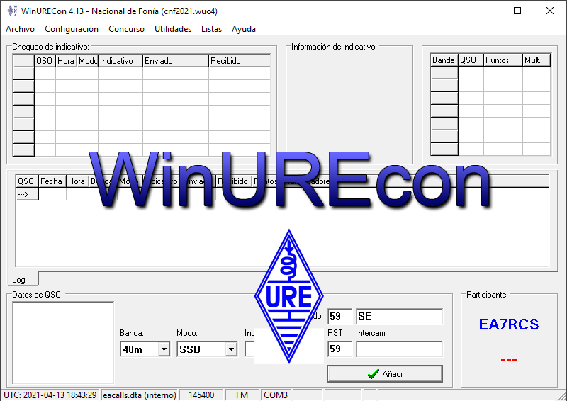 EA7RCS's tweet photo. Desde @ure_es nos comunican que WinUREcon es 100% compatible con el Concurso Nacional de Fonia, lo hemos podido corroborar y solo nos queda felicitar a URE por el trabajo y darle las GRACIAS. #hamr #hamradio #radioaficionados #cnf2021 https://t.co/WLMeXeCiJr