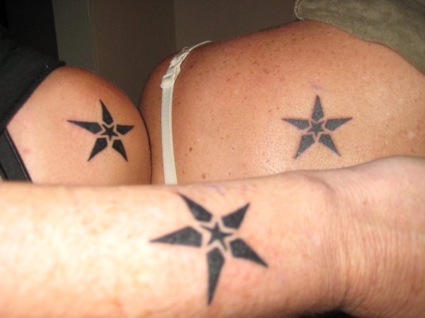 The Stories Behind  #MyTattoos11. Star inside a star - Sept 2008I was in St. Louis for a music conference called PLAY:stl. I was w/my friends Lynn & Rebecca and we decided to get matching tattoos. Mine is on my wrist, Lynn is on her shoulder, and Rebecca's in on her back.