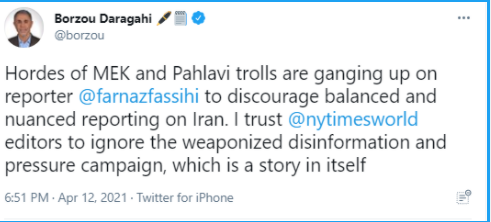 2/ A preliminary matter: The tweet you quoted from  @borzou is just plainly a lie. The "all my critics are just MEK and Pahlavi trolls" trope is so old and tired. Give it a rest.These are just some tweets from former prisoners/hostages and artists. They're MEK/Pahlavi trolls?