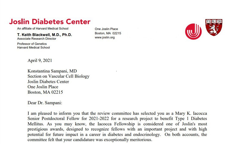konsampani's tweet photo. I am so honored to receive the Mary K. Iacocca Senior Fellowship for 2021-2022 to pursue my project on Adaptive Optics and neurovascular alterations in diabetic retinopathy @JoslinDiabetes @HMSeye. Special thanks to my wonderful mentors Drs. JK Sun &amp; LP Aiello! #SciCommTF https://t.co/eCCgzfDvP1
