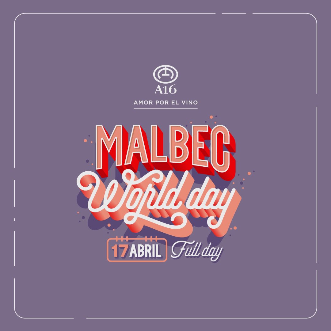 El 17 de Abril celebramos el Dia Mundial del Malbec en A16.  Consumiendo una botella de Malbec te llevás una igual a tu casa para que sigas disfrutando. Te esperamos al aire libre con nuestro foodtruck horarios : de 12 a 16  Marce Carbone DJ y de 18 a 23 Big Bruno DJ #Mendoza