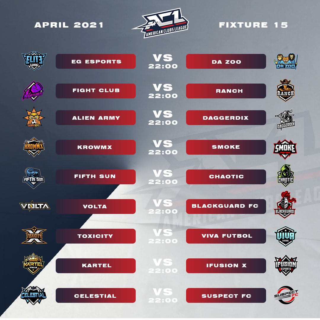 aclchampionship's tweet photo. 🚨 MATCHDAY! 🚨

🎮 Fixtures 15 and 16 ⚽️

#VirtualProNetwork | #VPN | #ACL | #ProClubs | #eSports | #gaming | #Xbox | #Fifa21 | #FIFA21XboxOne | #FUT | #ACLXBOX https://t.co/LXbAMu2EEE