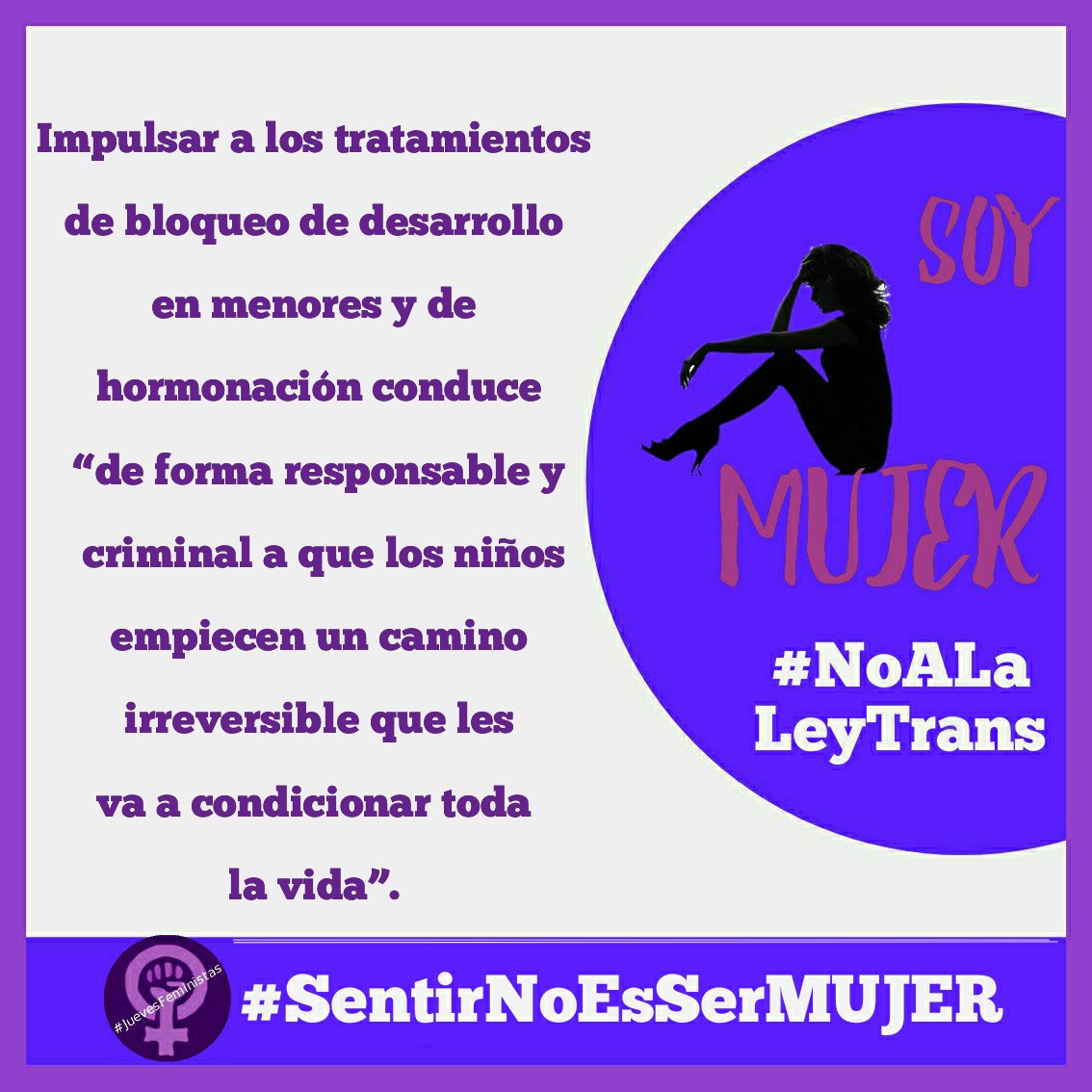 'pone peligro a la infancia' al hablar de menores trans. 'No es en absoluto progresista, sino políticamente reaccionario y constitutivo de posibles abuso infantil'.

#SentirNoEsSerMujer
#JuevesFeministas
#NoALaLeyTrans

publico.es/sociedad/ley-t…