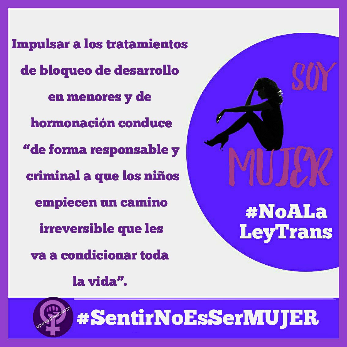 No se puede hormonar a un menor de espaldas a sus padres'
#SentirNoEsSerMujer
#NiALaLeyTrans
#JuevesFeministas

elespanol.com/espana/politic…