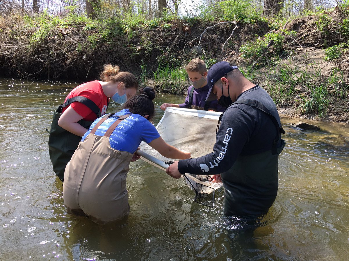 MarianUEcoLab's tweet photo. Students from the Ecology and Evolution lab spent the afternoon collecting aquatic invertebrates to assess water quality in Crooked Creek. Found all sorts of cool critters! https://t.co/oqQNAhjNYO