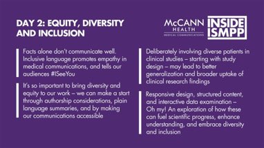 IPGH_MedComms's tweet photo. From Day 2 of #ISMPP17AM, we take that Equity, Diversity and Inclusion make us stronger #INSIDEISMPP https://t.co/LEfoTODBq7