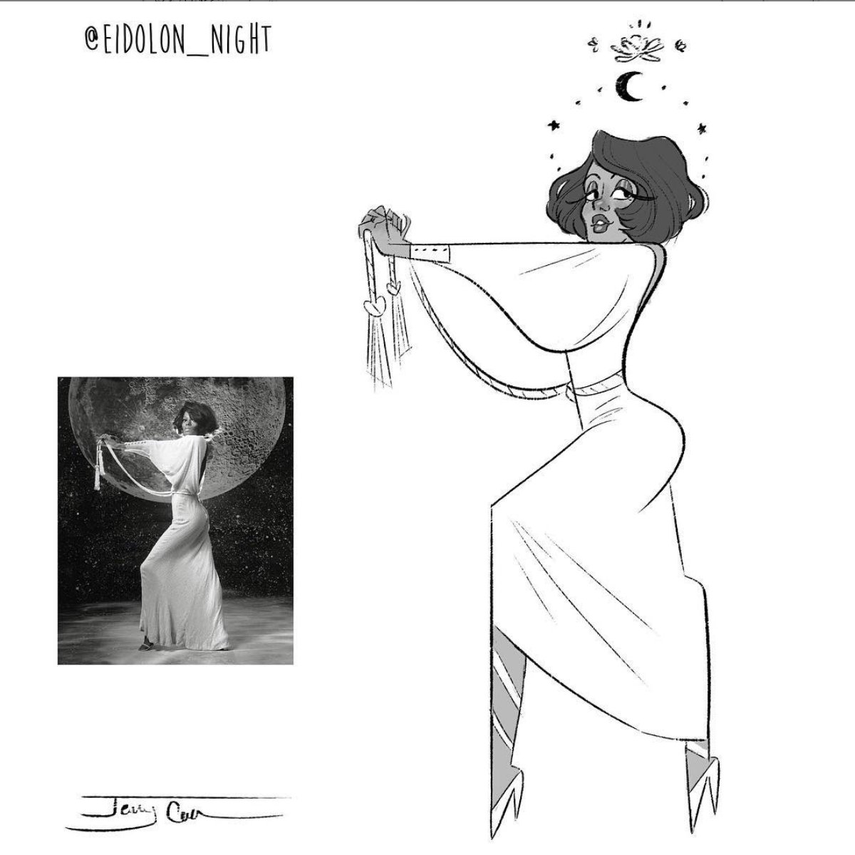 Going so far back with this TBT that I can't find the original file from 2017 so I had to take a screenshot! Diana Ross with a stunning pose I HAD to draw! 