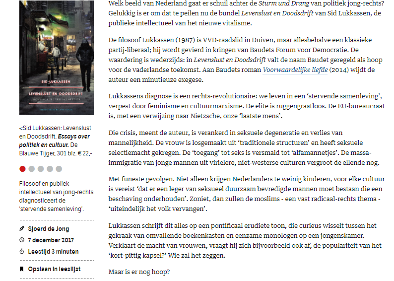 berendsommer's tweet image. Wat dr. Sid Lukkassen nu heeft gedaan, nou... dat kan écht niet.

In zijn nieuwsbrief verwijst hij naar de recensie van @nrcombudsman over zijn &apos;cultboek Levenslust en Doodsdrift&apos; in @NRC. Alleen heeft de jonge doctor het aantal ballen (1) weggegumd!

En het wordt nog erger...