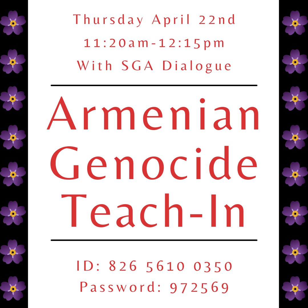Join us to learn about the past genocide by turkey and other issues happening now— something that isn’t taught in school!!!