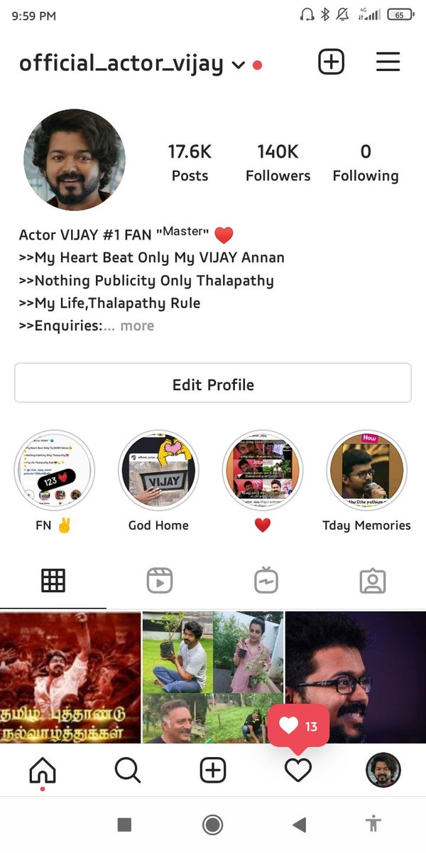 Instagram Account Reached 140K @actorvijay  Anna Family 😍❤

#Master #ThalapathyFamily ❤