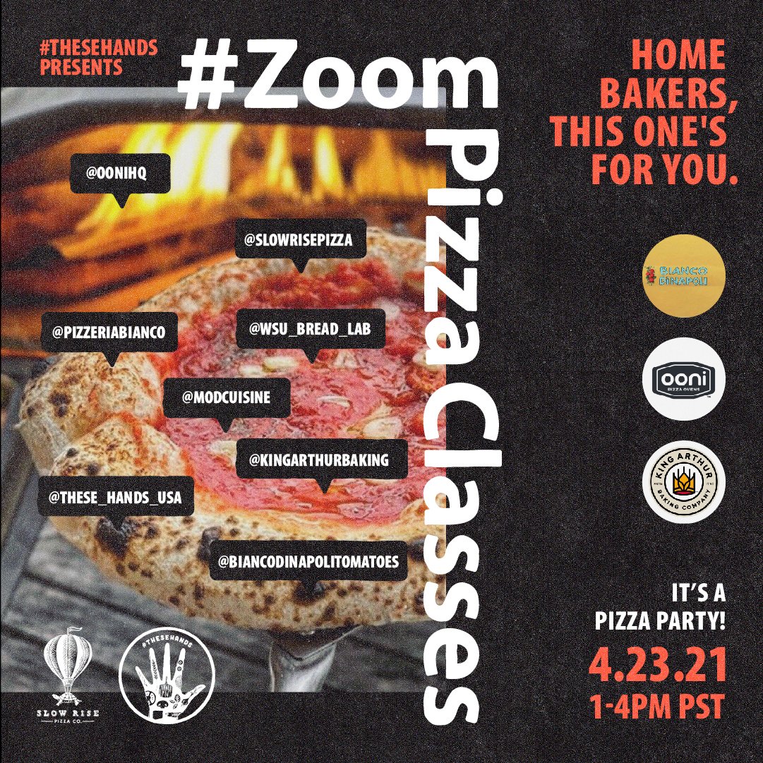 It’s a PIZZA PARTY for #HOMEBAKERS! Join us virtually on 4/23 from 1-4pm PST. 🍕 Recipes, demos, bake-offs, prizes and more. 🍕 #TheseHands Presents #ZoomPizzaClasses - It’s a Pizza Party! Register here 👉 bit.ly/ZoomPizzaClass…