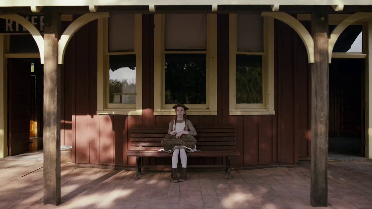  #LainaWatchesAnne Anne tries to ask Mrs Spencer questions about Green Gables and Mrs Spencer is just like "Yeah... no".Cool shot of Anne at Bright River and a nice Bright River set in general