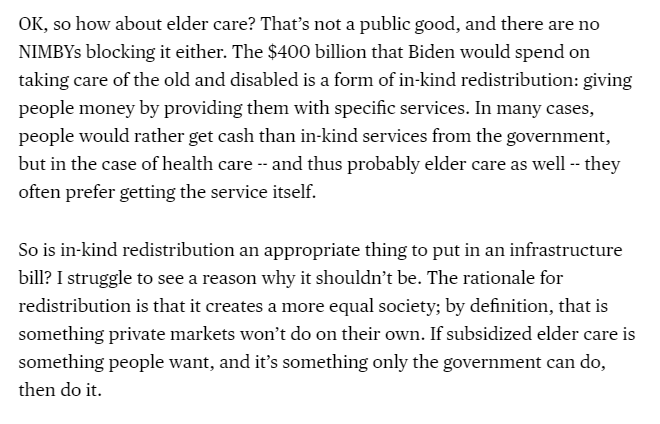 7/And a third reason to have the government do stuff is in-kind redistribution.