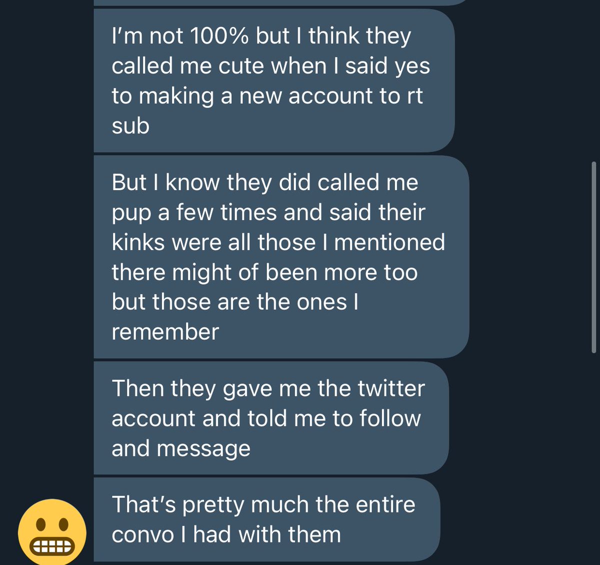 CyberDommy's tweet photo. So whoever is on Omegle pretending to be me… please stop. You may have good intentions but it’s fucking creepy. You didn’t get my permission, and you openly shared my kinks without consent at all??? 
I expect a message with an apology, because I’m really uncomfortable rn. https://t.co/KcWhdXRbhB