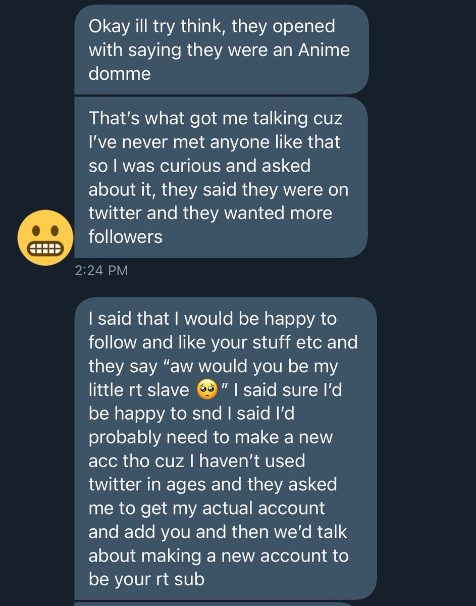 CyberDommy's tweet photo. So whoever is on Omegle pretending to be me… please stop. You may have good intentions but it’s fucking creepy. You didn’t get my permission, and you openly shared my kinks without consent at all??? 
I expect a message with an apology, because I’m really uncomfortable rn. https://t.co/KcWhdXRbhB