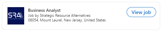 SRA is seeking a full-time Business Analyst for our accounts receivable management company's HQ in Mt. Laurel, NJ - apply today!
#hiring #financejobs #njjobs #newjerseyjobs #joinourteam #jobpost #jobopening #jobopportunity #jobsearch #jobs #jobsinfinance
buff.ly/2Q1k3lB
