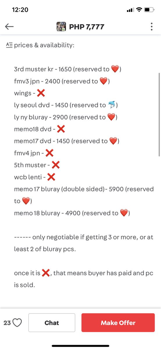 THESE ARE THE PRICES FOR NAMJOON’S DVD PCS AND THOSE WITH  HAVE PAID ALREADY. PLEASE REPORT THE CAROUSELL ACCOUNT AND SPREAD THE WORD SO THOSE WHO GOT SCAMMED WILL KNOW. link to her (new) account:  https://carousell.com/ahdkshsjsks 