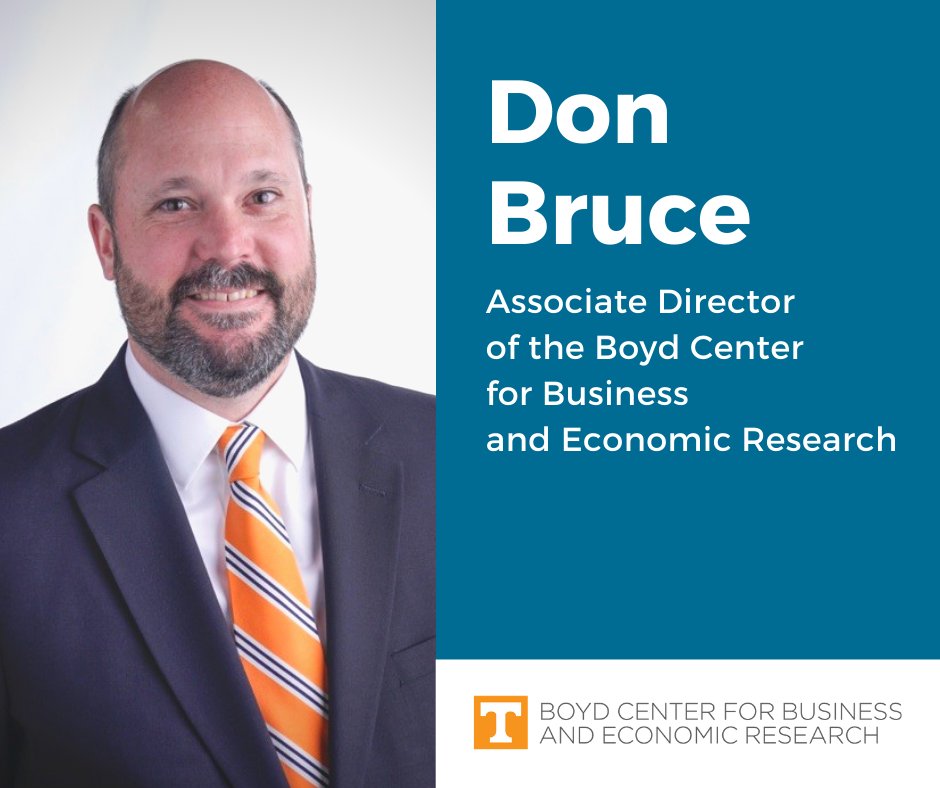 Congratulations to our new Associate Director, Don Bruce! 

Don has been with the Boyd Center since 1999. In addition to his Boyd Center work, he also studies the economic and behavioral effects of tax policies on such things as small business activity and owner-occupied housing.