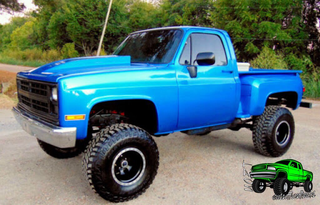 84 Chevy Stepside #usaoffroadtrucks #chevy #chevrolet #chevysilverado #offr...