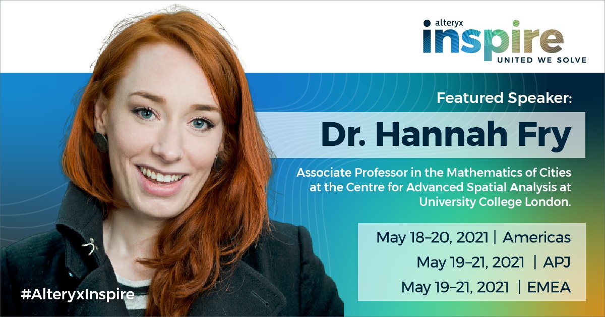 Register for #AlteryxInspire to hear <a href="/FryRsquared/">Hannah Fry</a> discuss the question: In our quest to claim mathematical certainty through advancements in #DataScience, how do we balance statistical significance and doubt to fill in the full picture? ow.ly/OXHj50EnMPD
