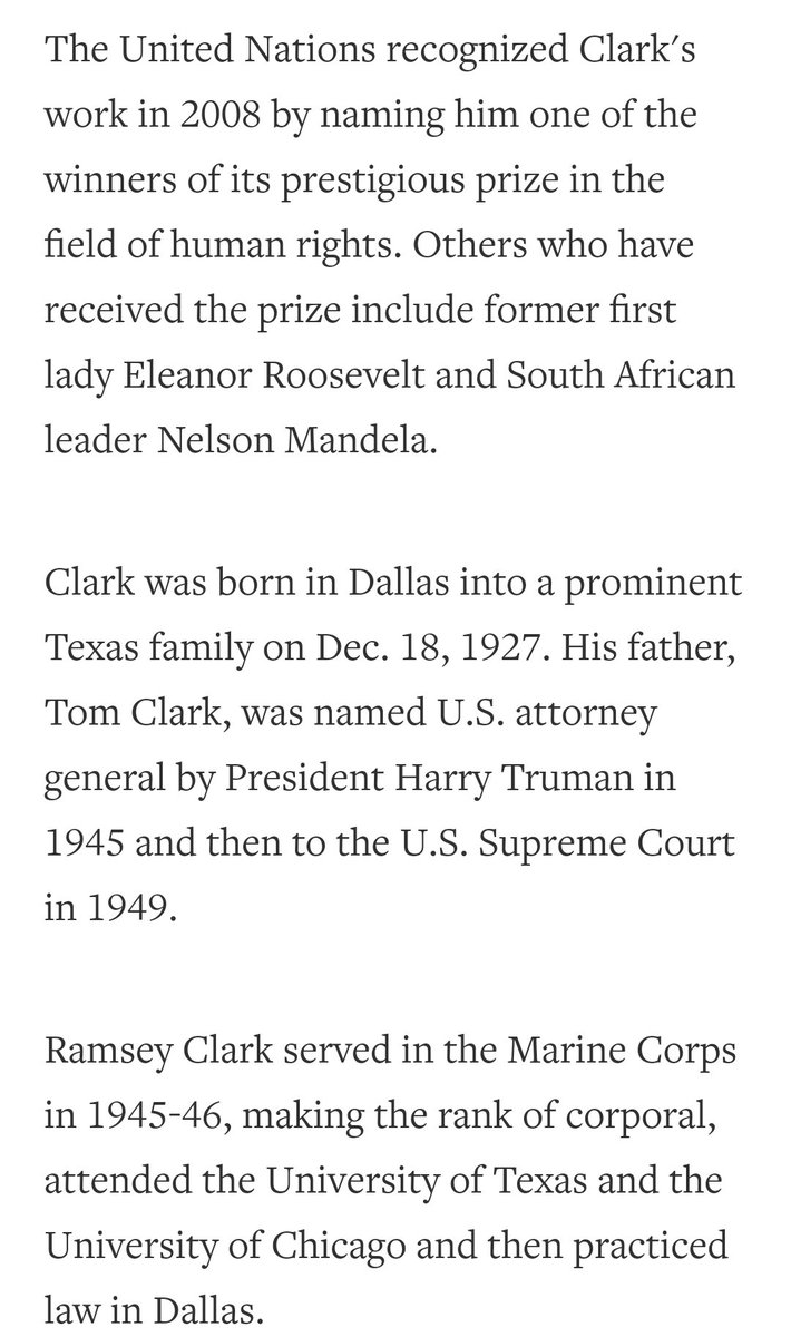 LBJ nominated Ramsey Clark to be AG and in a sort of weird political calculus that act opened up a SCOTUS seat because dad, Tom Clark, a fmr AG and later SCOTUS Judge for Truman, stepped down from the high court to avoid any appearance of a conflict of interest.How quaint!