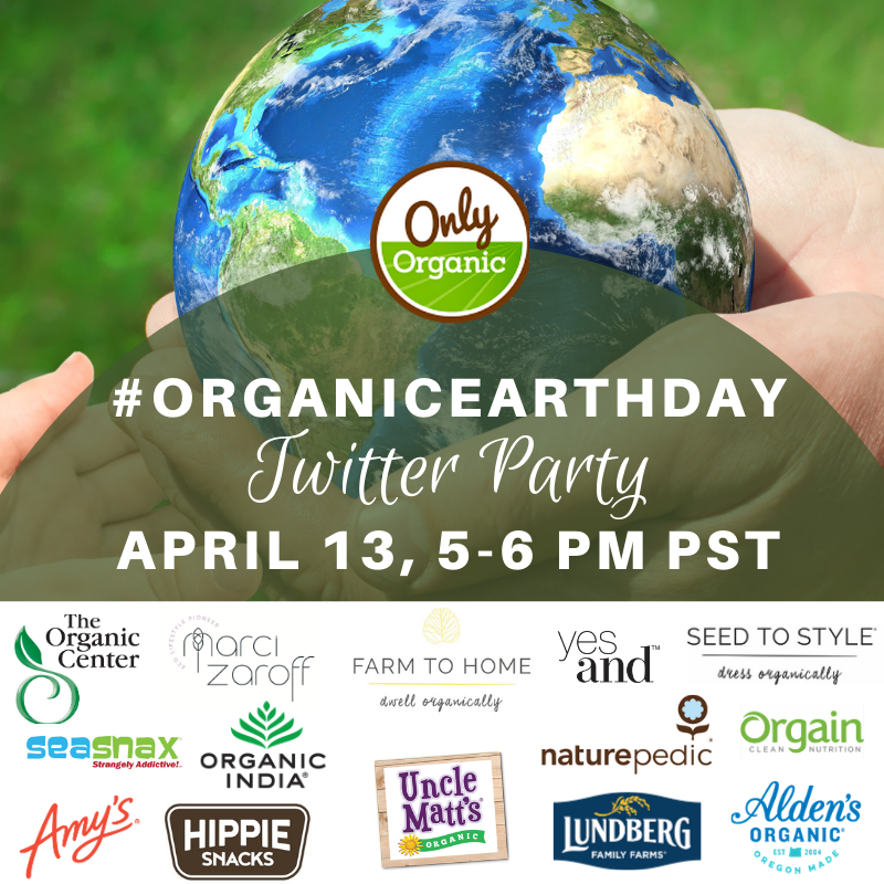 Join us TONIGHT at 5 pm PST #OrganicEarthDay #Twitterparty! <a href="/UncleMatts/">Uncle Matt's Organic</a> <a href="/AldensIceCream/">Alden's Ice Cream</a> <a href="/marcizaroff/">marcizaroff</a> <a href="/seedtostyle/">Seedtostyle</a> <a href="/YESAND/">Brenda Percy</a> <a href="/FarmToHome/">Farm to Home</a> <a href="/OrganicCenter/">The Organic Center</a> <a href="/HippieSnacks/">Hippie Snacks</a> <a href="/AmysKitchen/">Amy's Kitchen</a> <a href="/seasnax/">SeaSnax</a>  <a href="/lundbergfarms/">Lundberg Family Farms</a> <a href="/DrinkOrgain/">Orgain</a> <a href="/OrganicIndiaUSA/">Organic India</a>